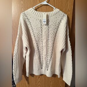 Francesca’s Sally Embellished Crewneck Pullover Sweater